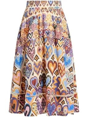 Farm Rio Hearts Ikat skirt NWOT
